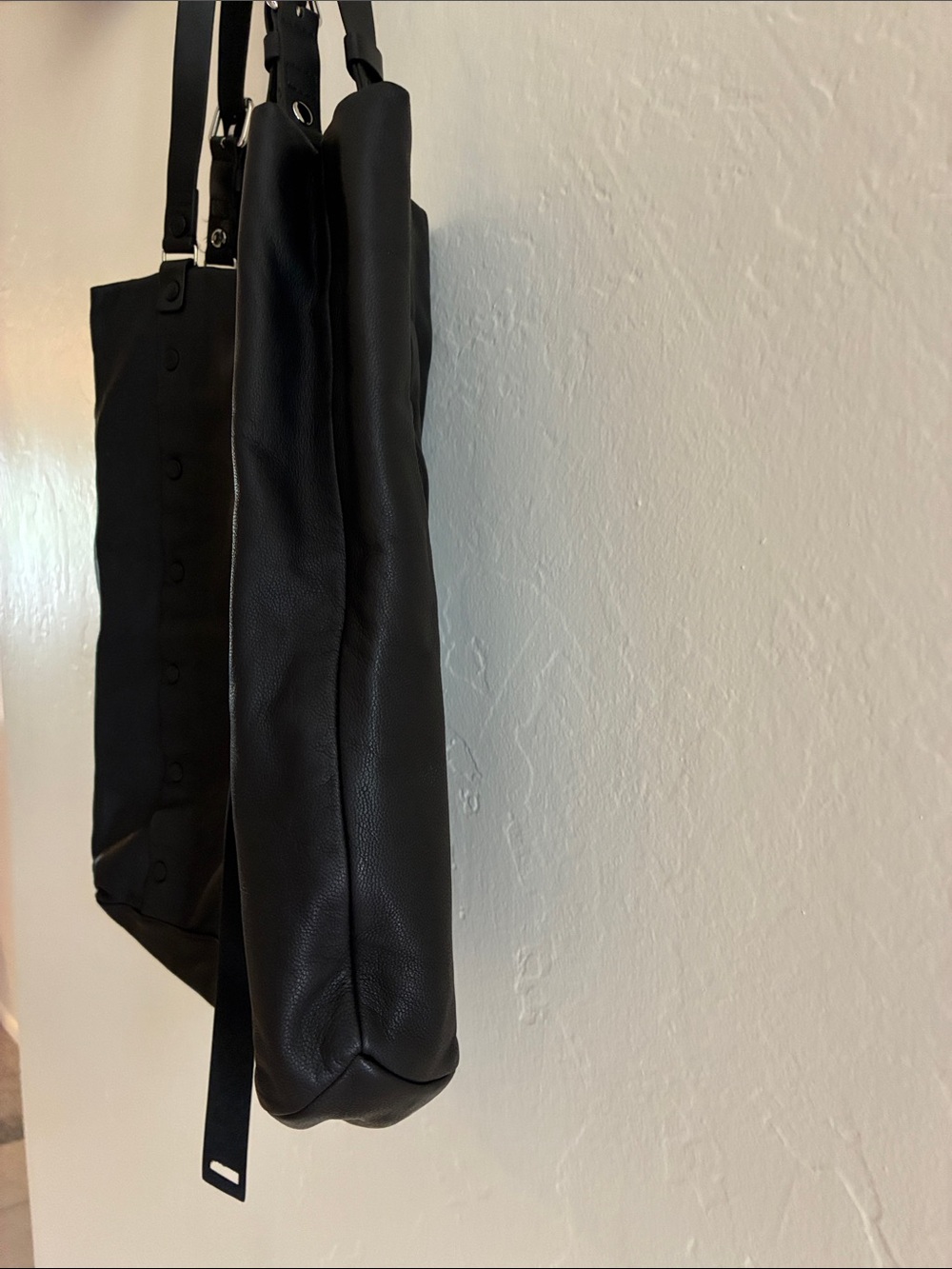 AllSaints Black Leather Shoulder Bag with Stud Detailing - Picture 12 of 12